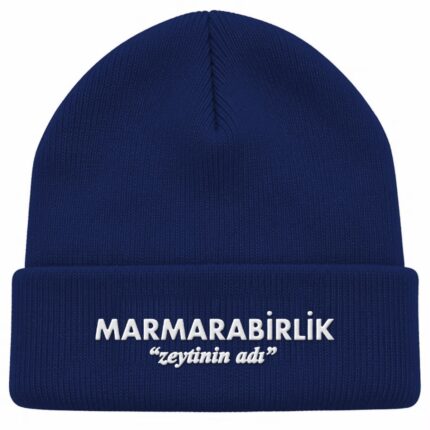 Lacivert triko bere, Marmarabirlik nakış logolu
