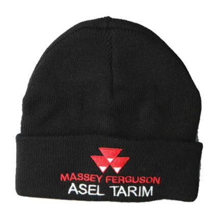 Siyah Massey Ferguson Asel Tarım Triko Bere Nakış Logolu